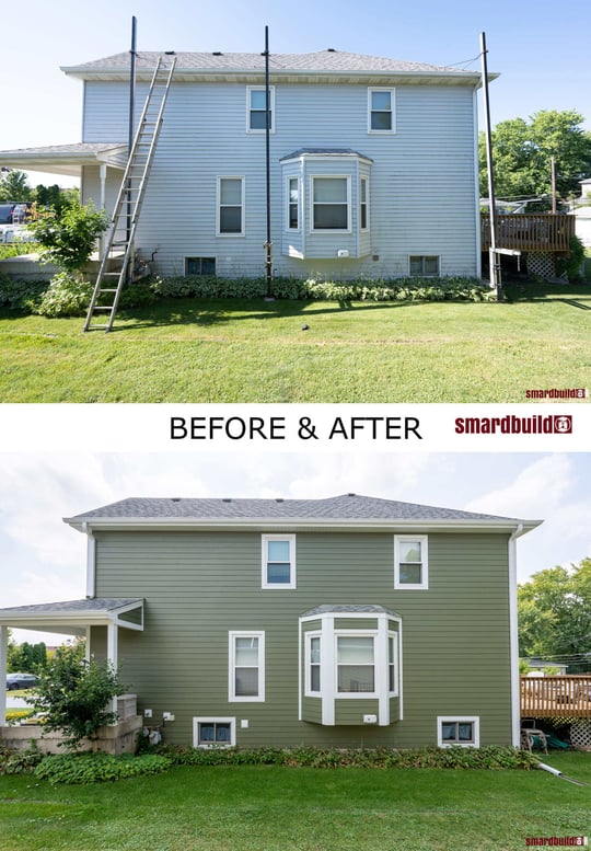 exterior remodel green siding with windows in Naperville