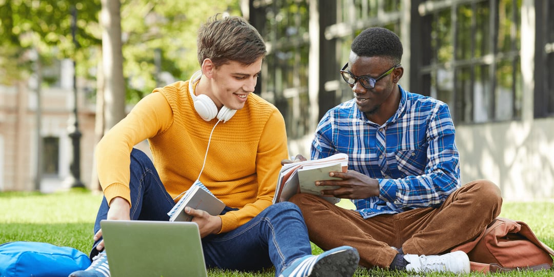 Stock Image of Two Young Students Studying 