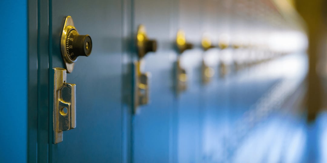 Stock Image of Wall of Lockers