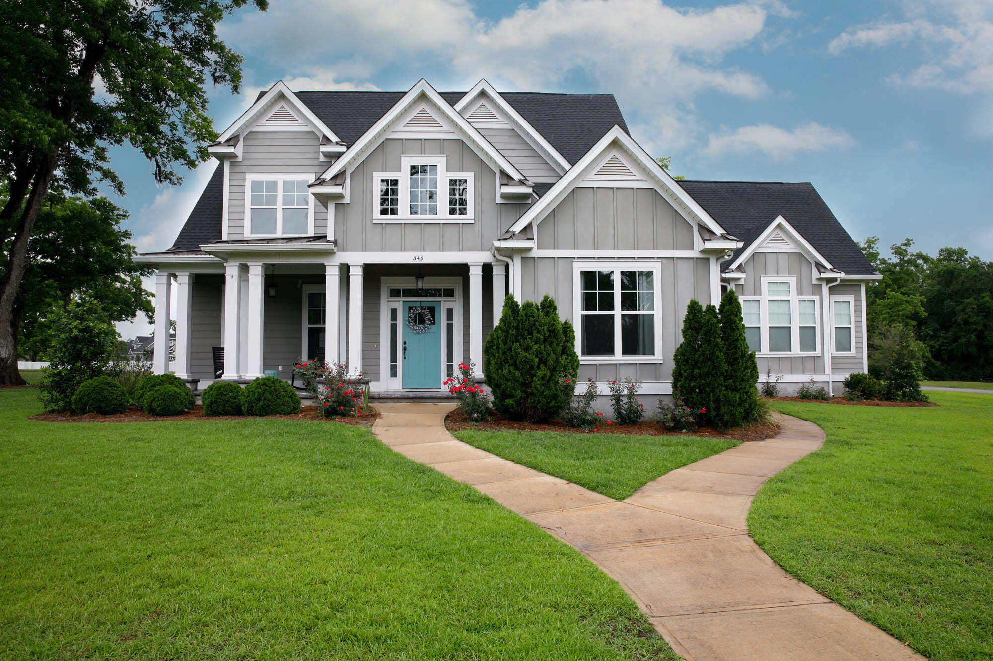 Stock Image of New Windows on House Grey