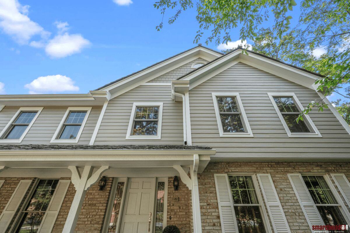 Brick Facade and James Hardie Siding on Remodeled Outside of House in Naperville