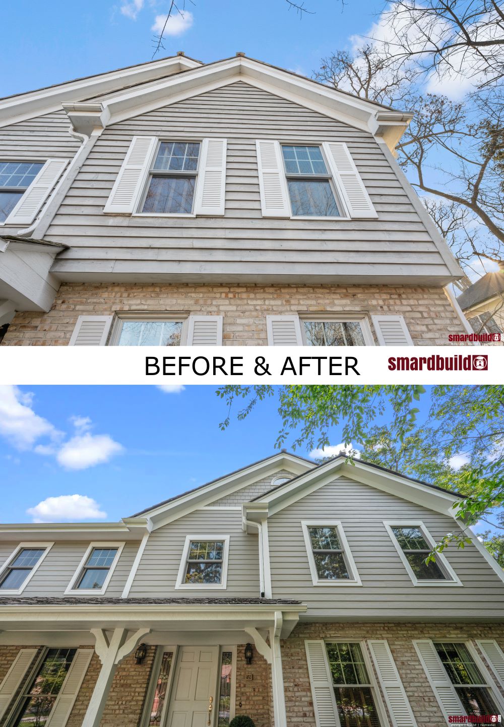 Before and After Porch View Up the House