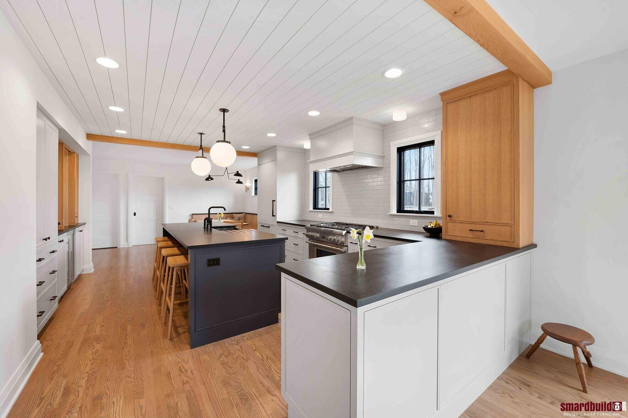 Kitchen remodel naperville with black counter tops and black island-1