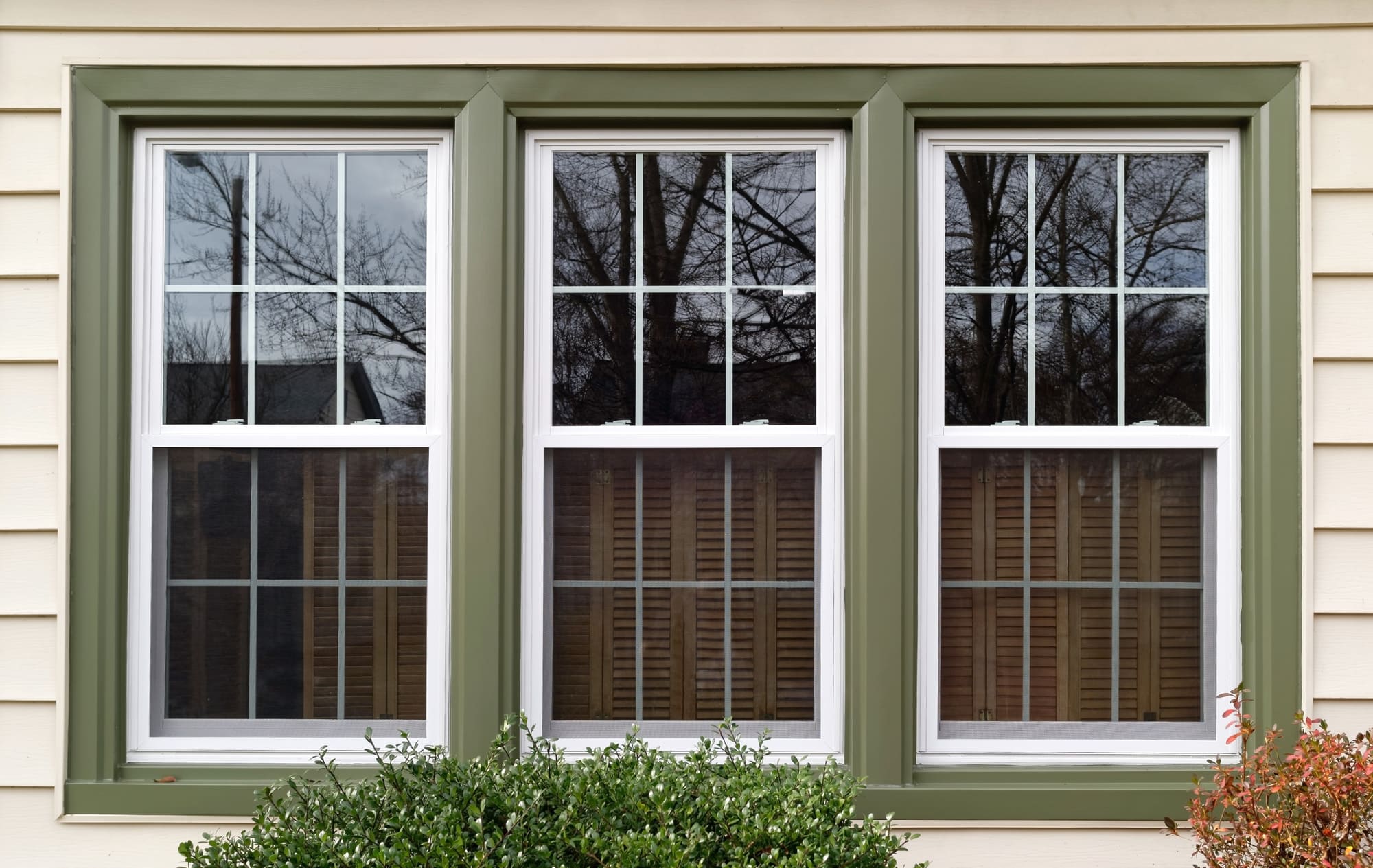 Stock Image of Three Windows on House