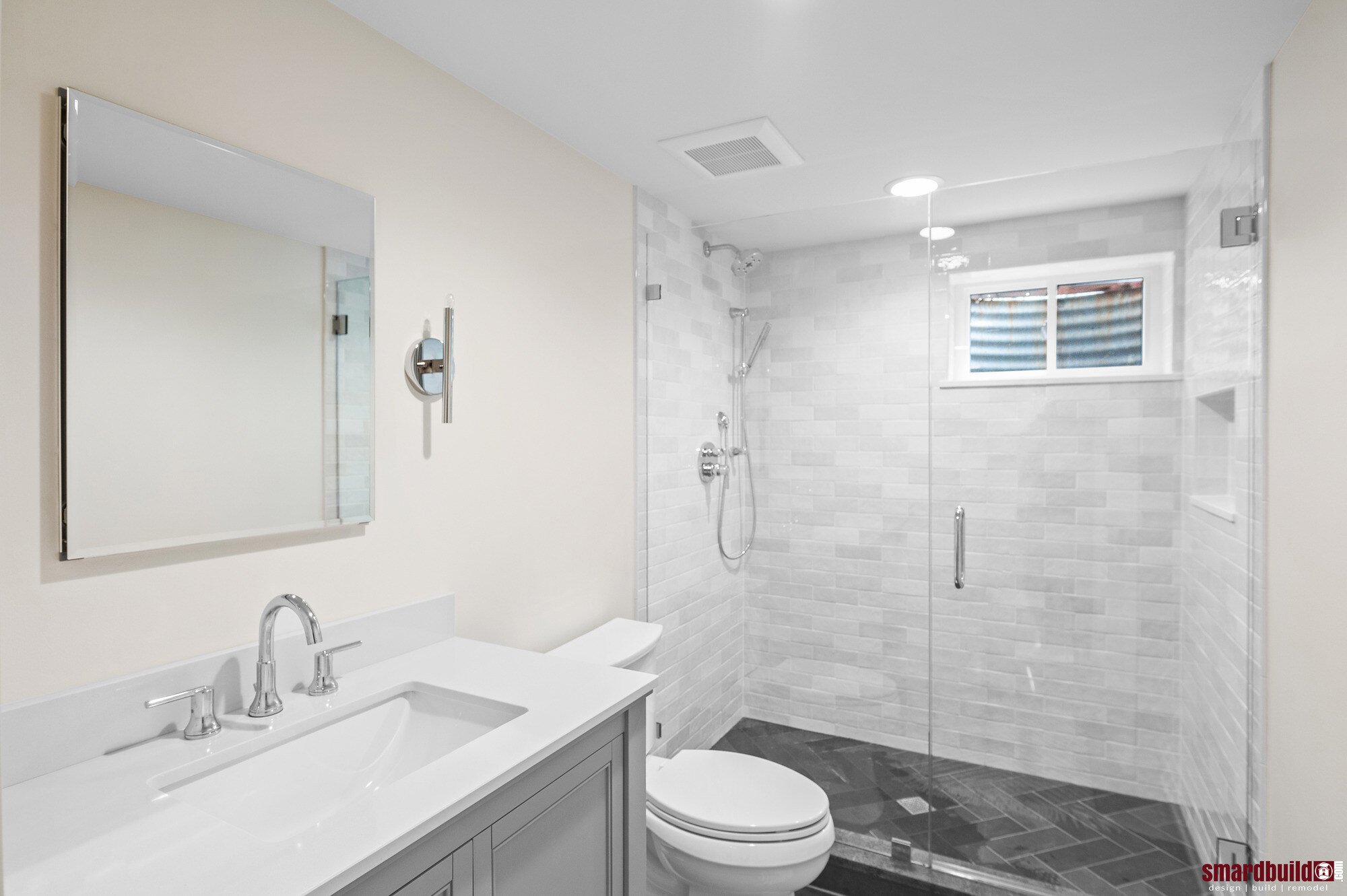 bathroom remodel with subway tile in shower in naperville chicago